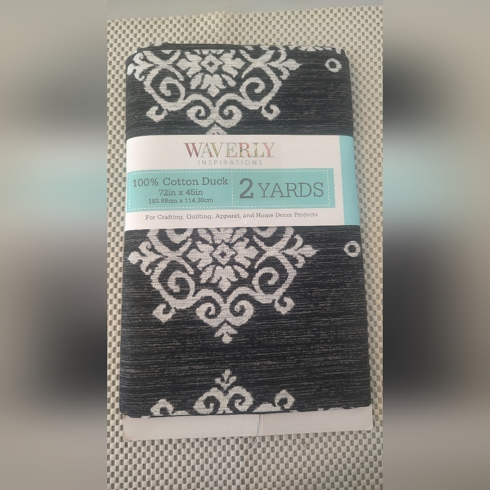 Waverly Inspirations 2 Yard Cut 100% Cotton Duck Print Fabric Ikat Black NWT